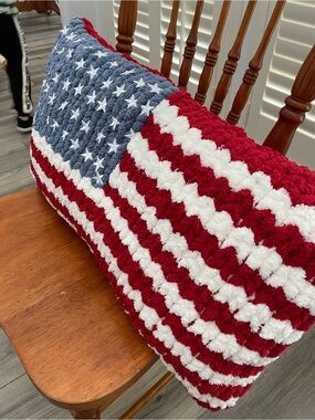 Patriotic American Flag Accent Pillow - Red, White & Blue
